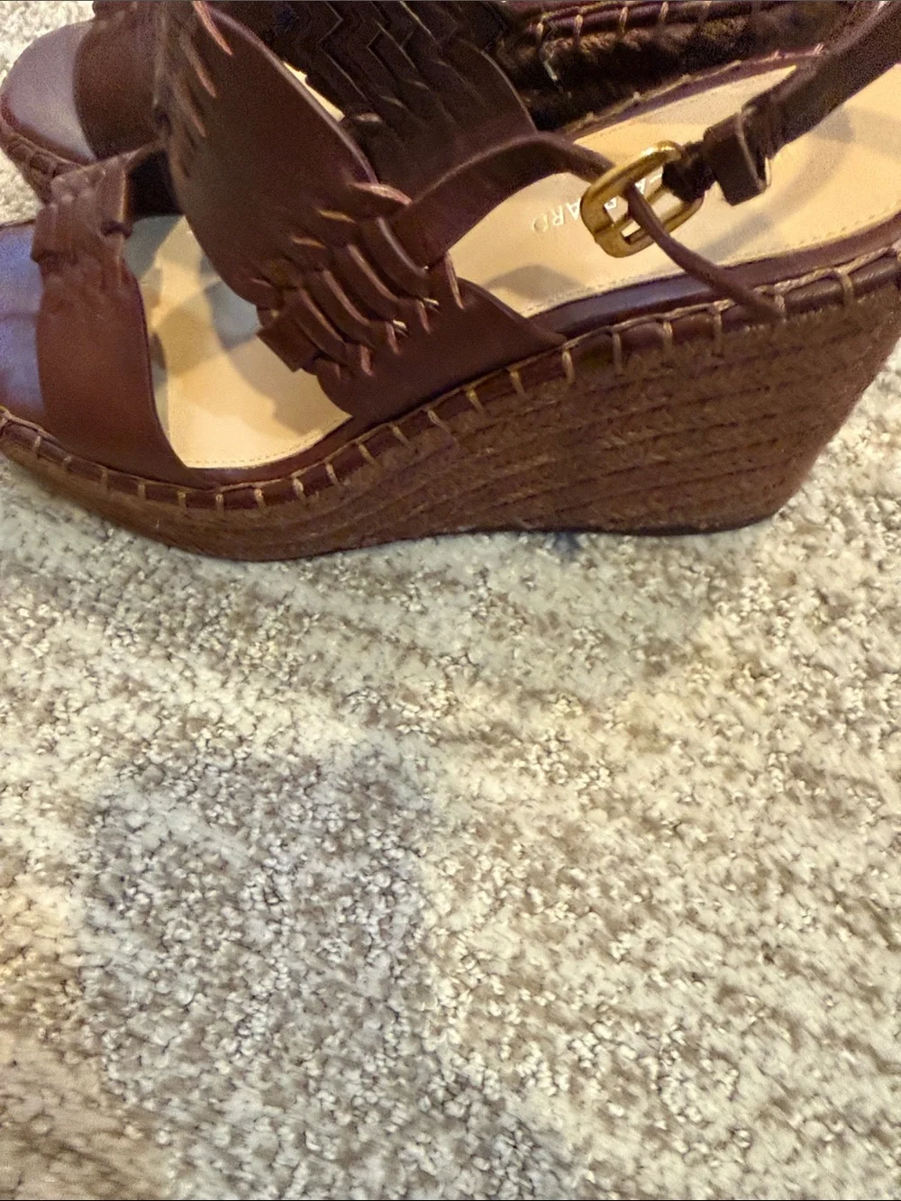 Veronica Beard Dark Brown Woven Leather Wedge Sandals- sz 8